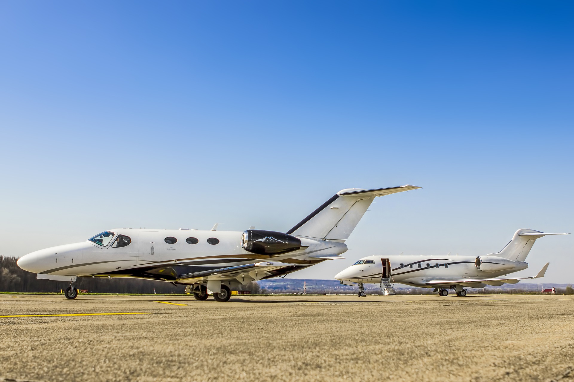 Airplanes sitting on ramp